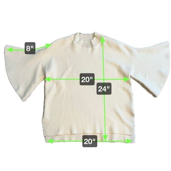 Sunday in Brooklyn White Mock Neck Bell Sleeve Sweater Size XS, fits like S/M - Picture 4 of 8